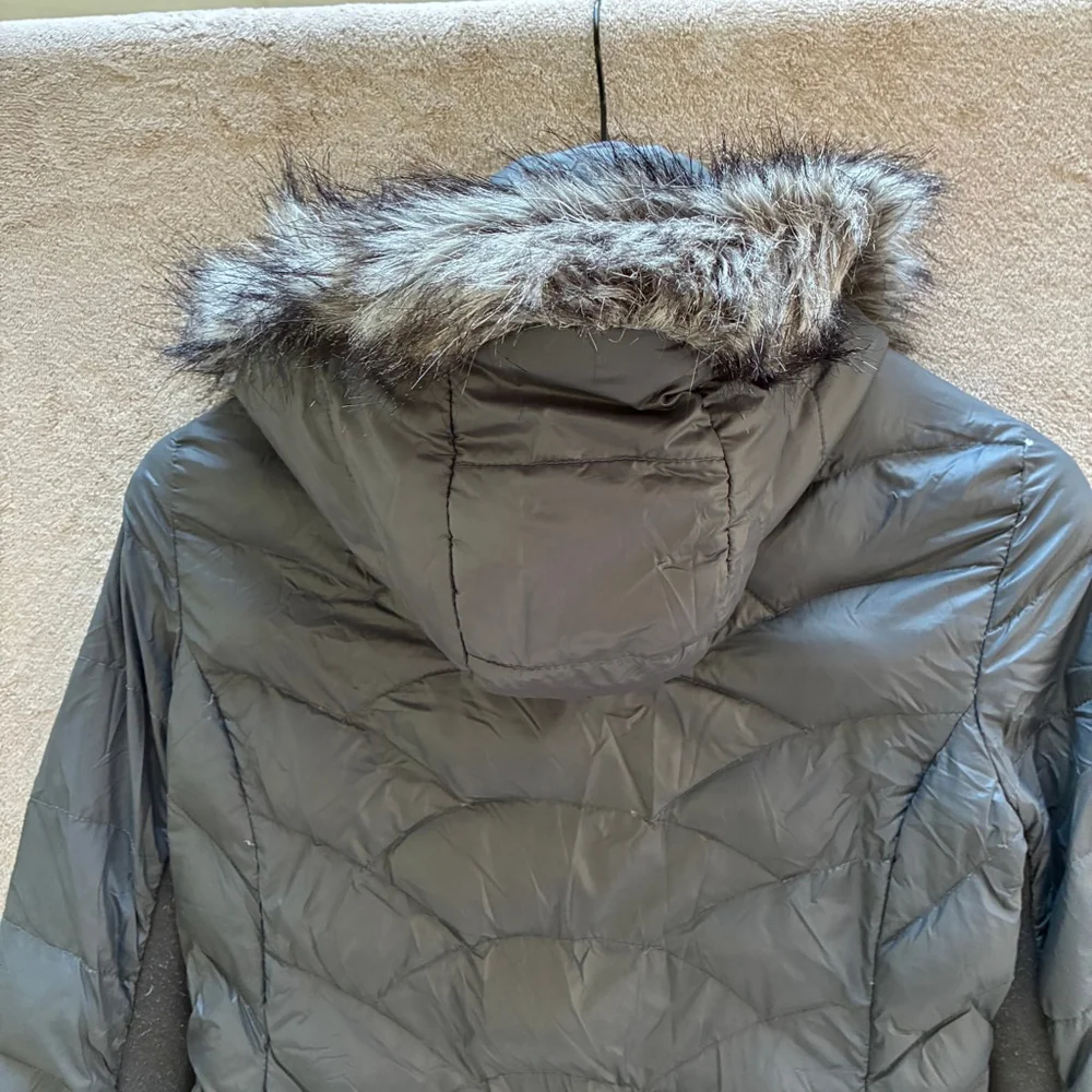 Women's BCBGeneration Down Filled Gray Puffer Jacket with Faux Fur Hood, Size S - Picture 8 of 14